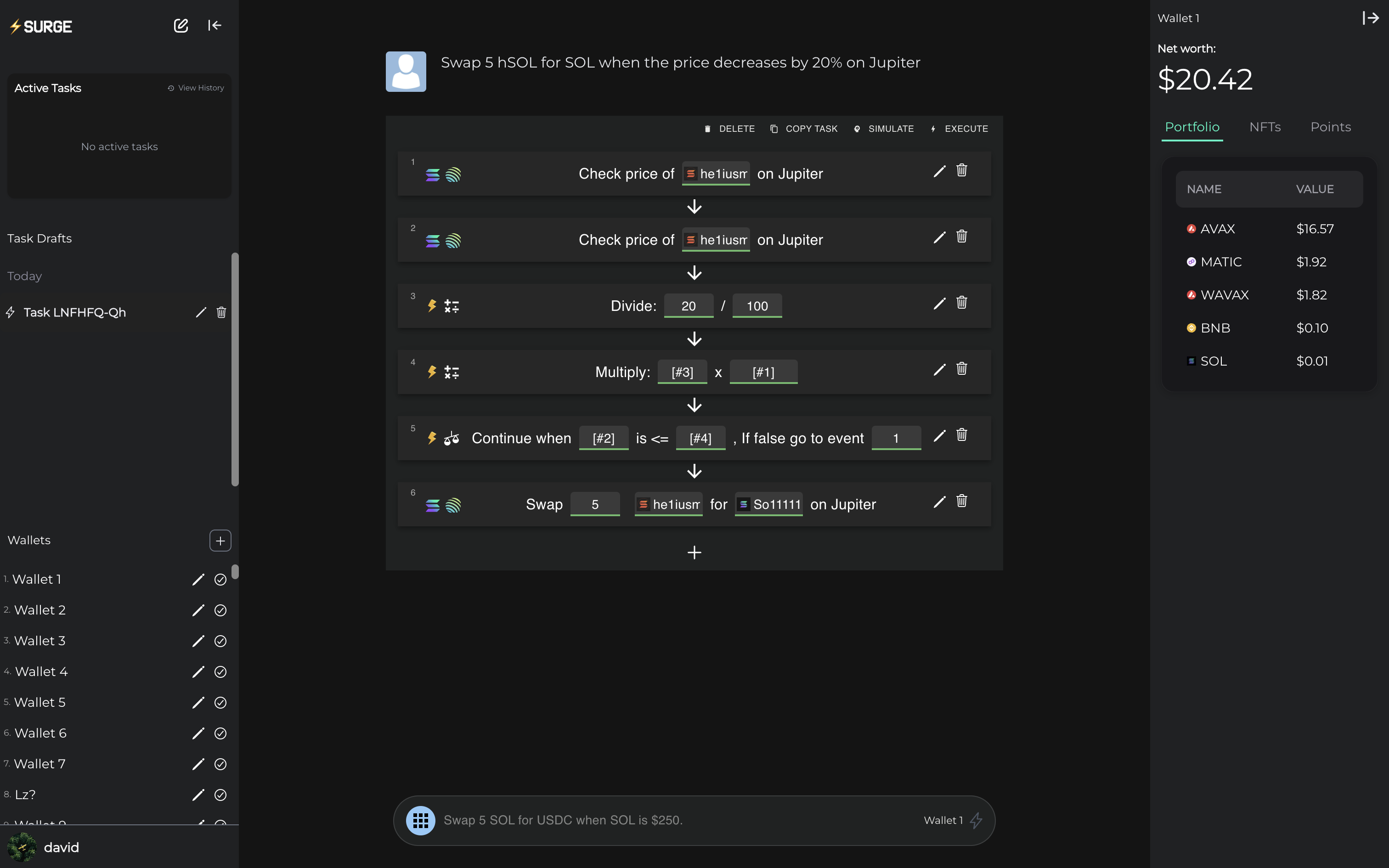 Task automation dashboard